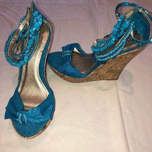 Turquoise beaded wedges